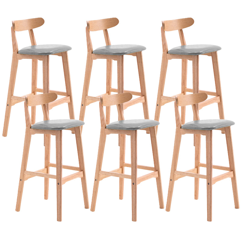Scandinavian Restaurant Rubberwood Stool Matte Finish Upholstered Bar Stools