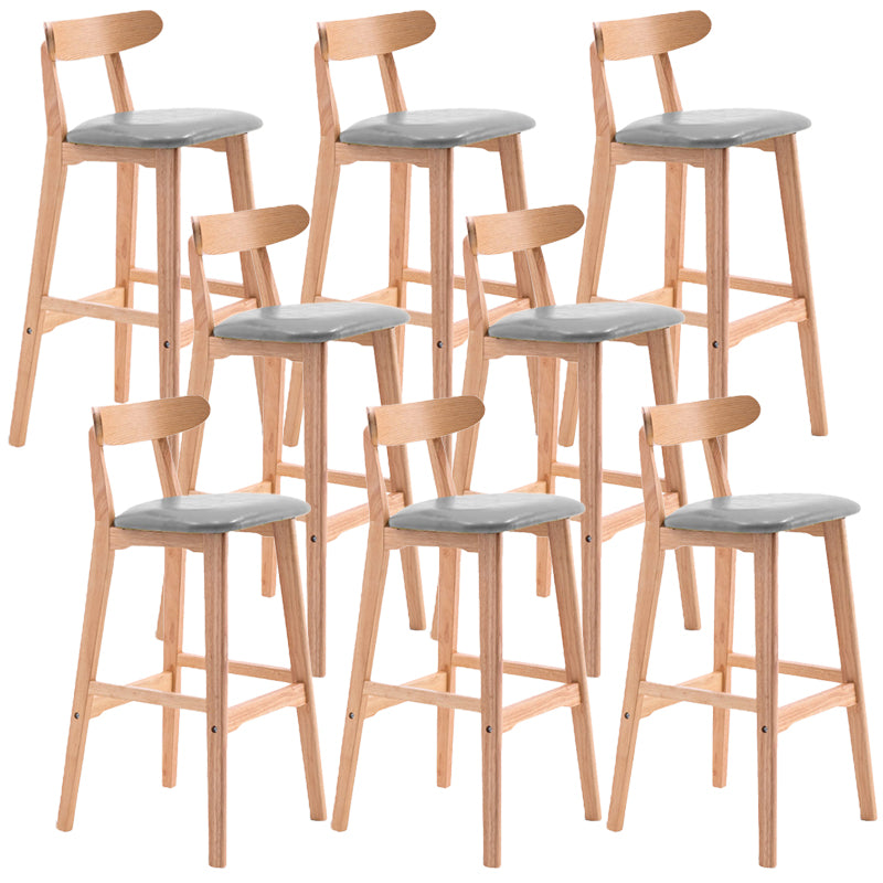 Scandinavian Restaurant Rubberwood Stool Matte Finish Upholstered Bar Stools