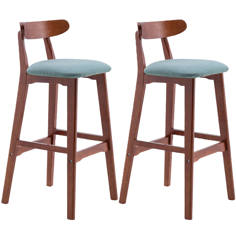 Scandinavian Restaurant Rubberwood Stool Matte Finish Upholstered Bar Stools