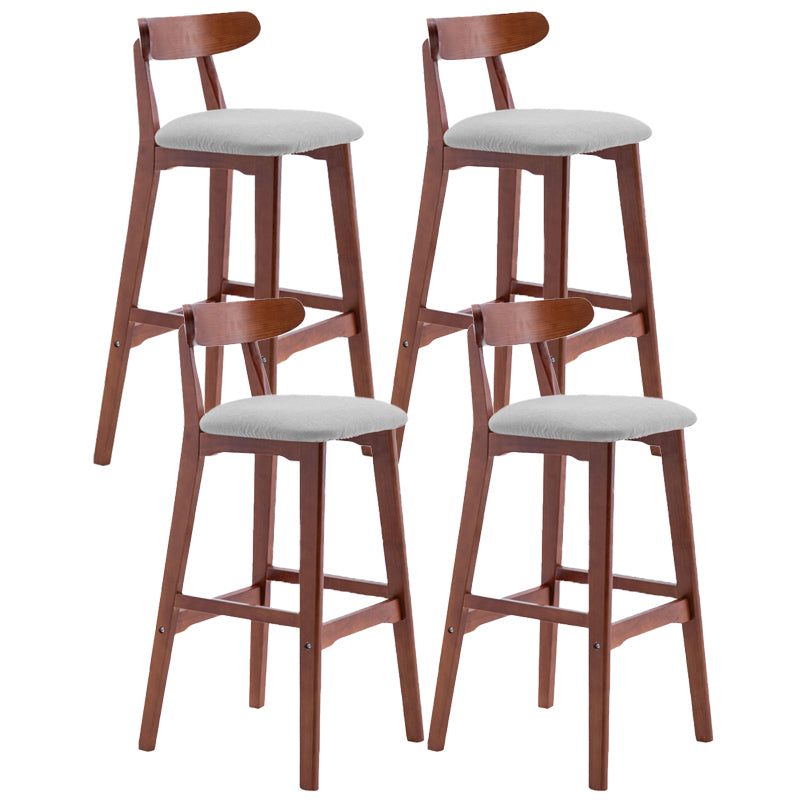 Scandinavian Restaurant Rubberwood Stool Matte Finish Upholstered Bar Stools