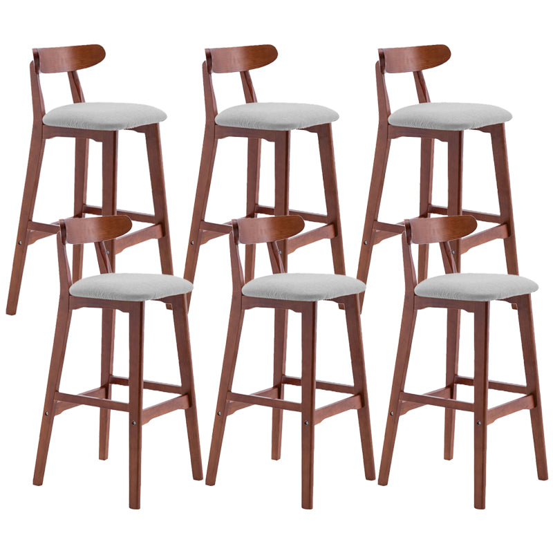 Scandinavian Restaurant Rubberwood Stool Matte Finish Upholstered Bar Stools