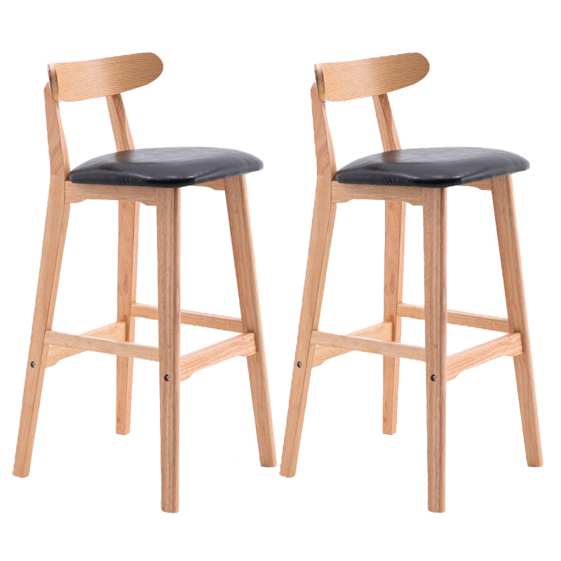 Scandinavian Restaurant Rubberwood Stool Matte Finish Upholstered Bar Stools