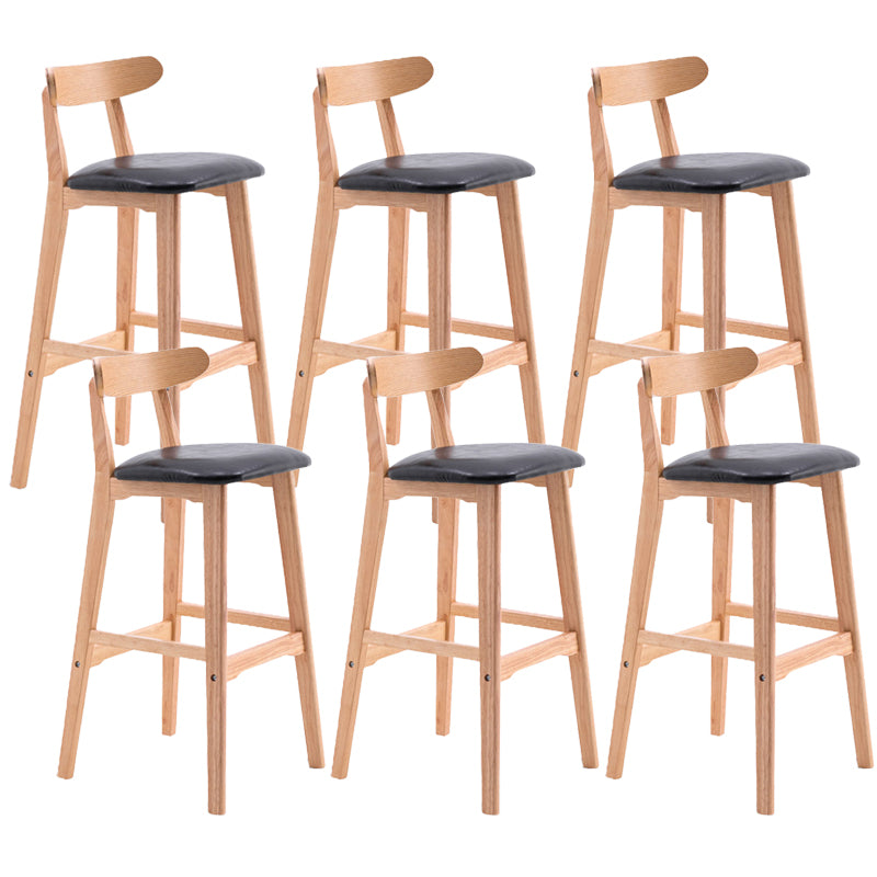 Scandinavian Restaurant Rubberwood Stool Matte Finish Upholstered Bar Stools