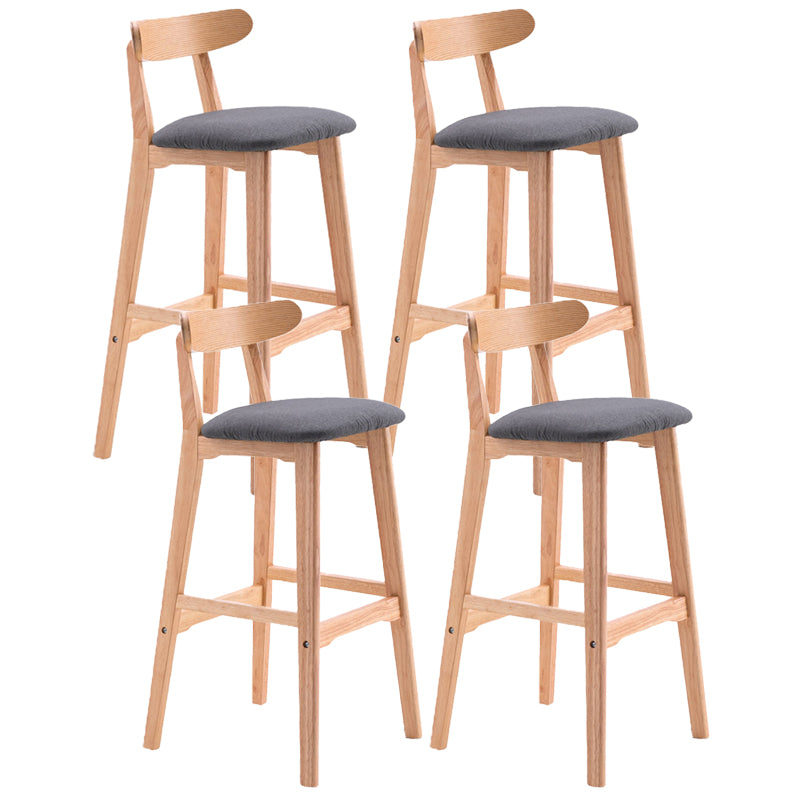 Scandinavian Restaurant Rubberwood Stool Matte Finish Upholstered Bar Stools
