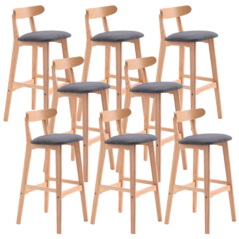 Scandinavian Restaurant Rubberwood Stool Matte Finish Upholstered Bar Stools