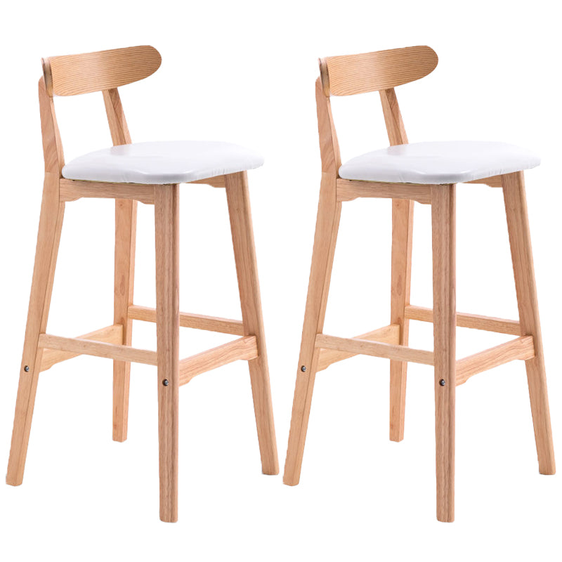 Scandinavian Restaurant Rubberwood Stool Matte Finish Upholstered Bar Stools