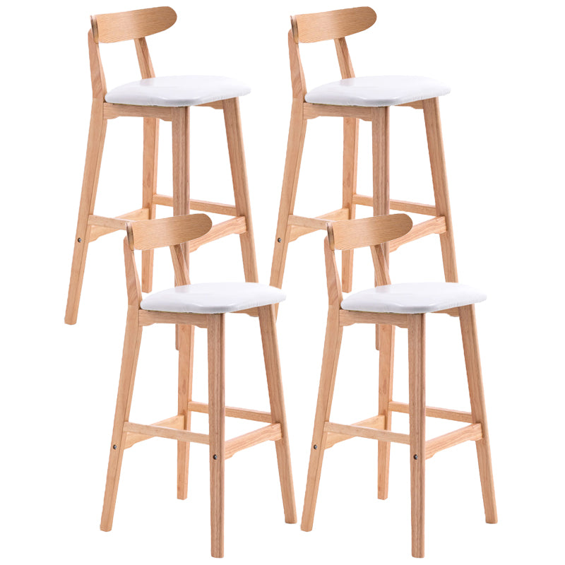 Scandinavian Restaurant Rubberwood Stool Matte Finish Upholstered Bar Stools