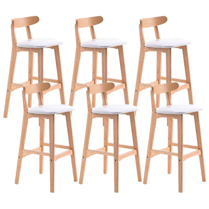 Scandinavian Restaurant Rubberwood Stool Matte Finish Upholstered Bar Stools