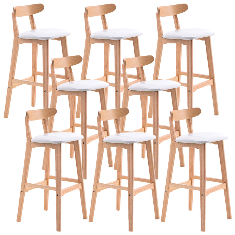 Scandinavian Restaurant Rubberwood Stool Matte Finish Upholstered Bar Stools