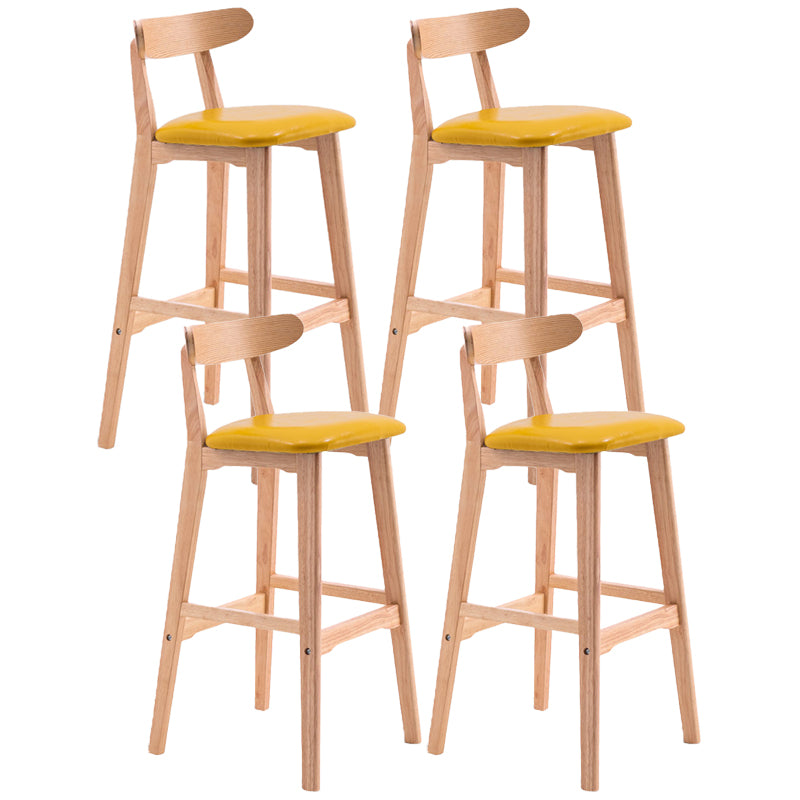 Scandinavian Restaurant Rubberwood Stool Matte Finish Upholstered Bar Stools
