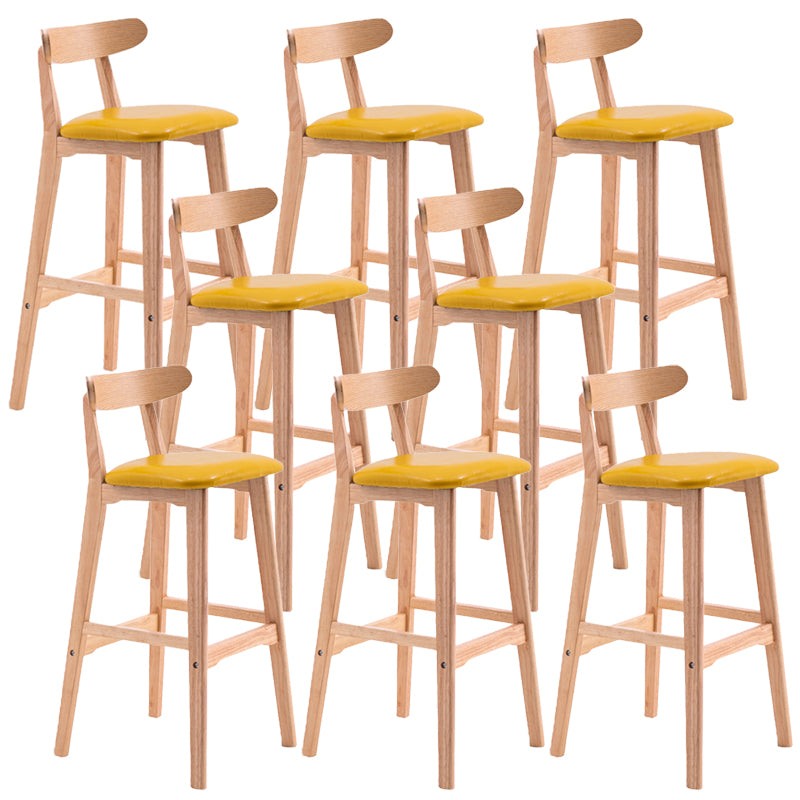 Scandinavian Restaurant Rubberwood Stool Matte Finish Upholstered Bar Stools