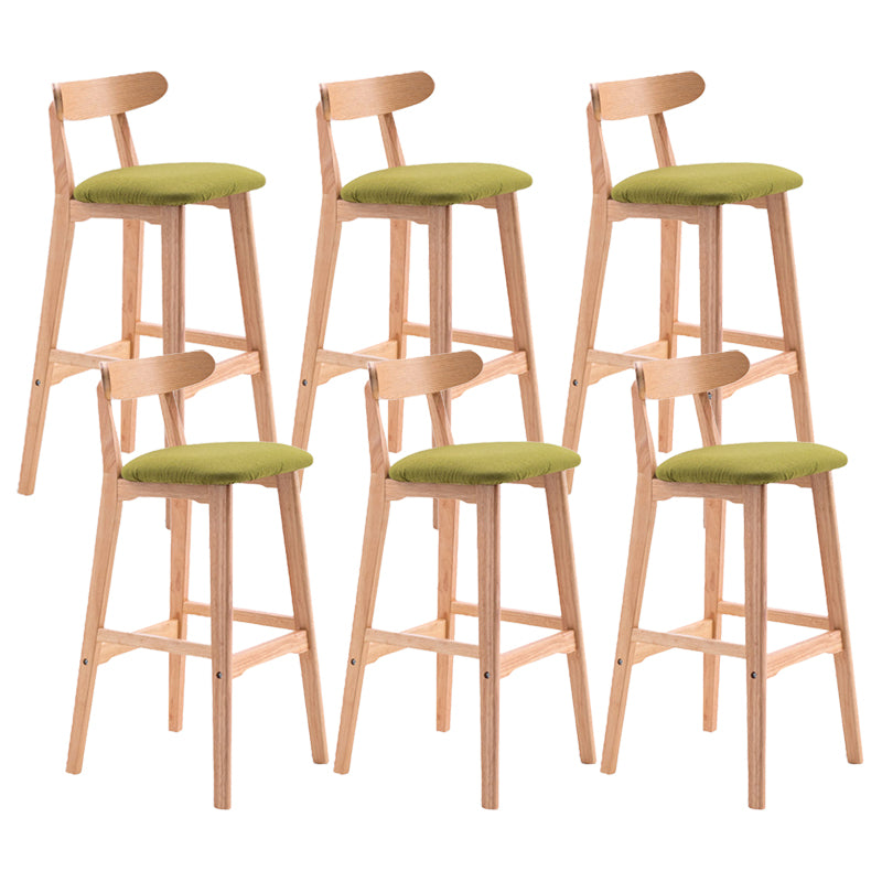 Scandinavian Restaurant Rubberwood Stool Matte Finish Upholstered Bar Stools