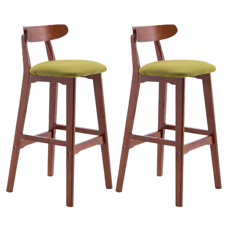Scandinavian Restaurant Rubberwood Stool Matte Finish Upholstered Bar Stools