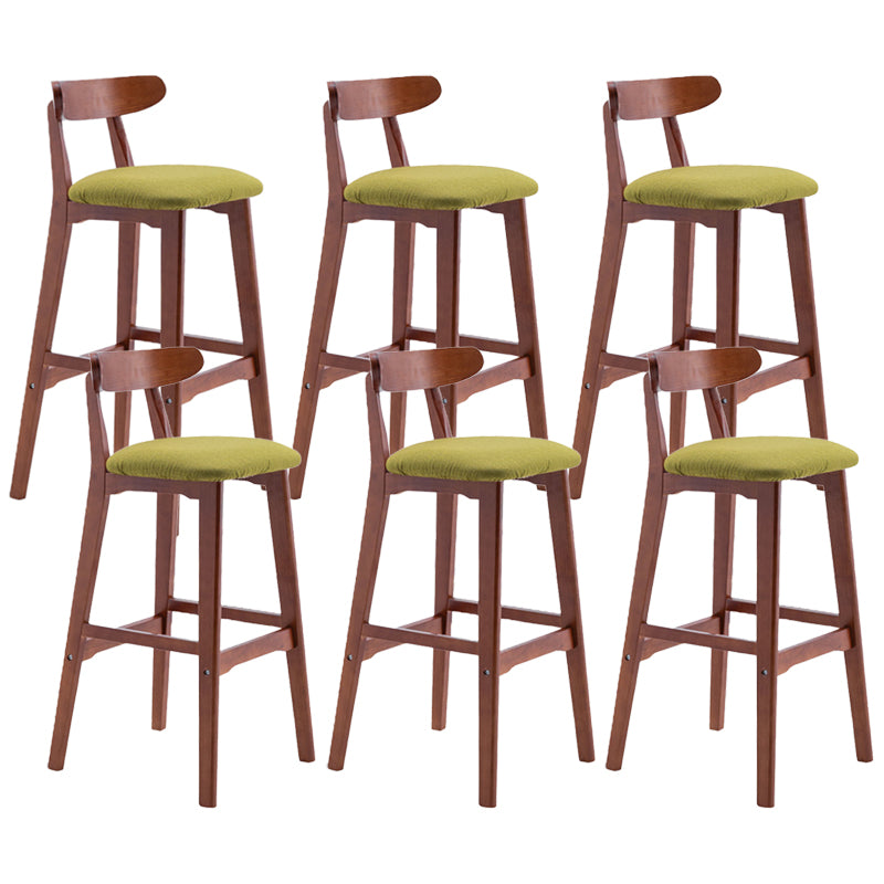 Scandinavian Restaurant Rubberwood Stool Matte Finish Upholstered Bar Stools