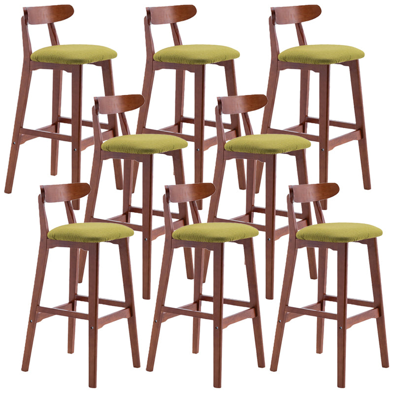 Scandinavian Restaurant Rubberwood Stool Matte Finish Upholstered Bar Stools