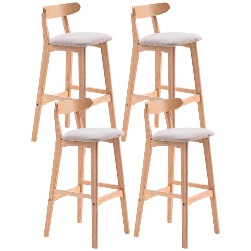 Scandinavian Restaurant Rubberwood Stool Matte Finish Upholstered Bar Stools