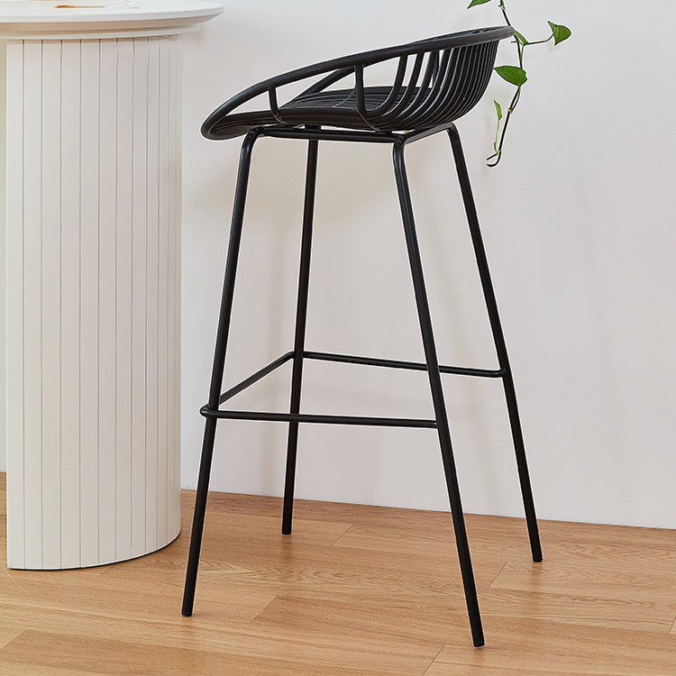 Contemporary Matte Finish Iron Bar Stool Footrest Restaurant Stool
