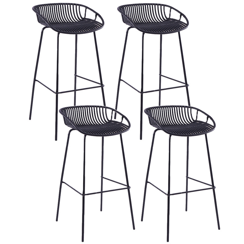 Contemporary Matte Finish Iron Bar Stool Footrest Restaurant Stool