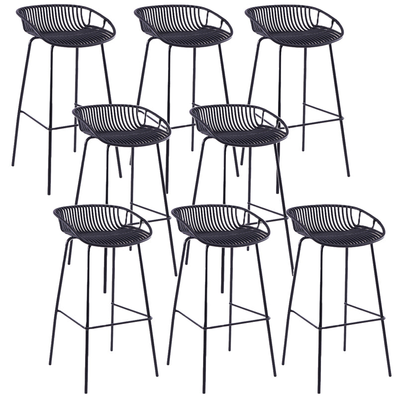 Contemporary Matte Finish Iron Bar Stool Footrest Restaurant Stool
