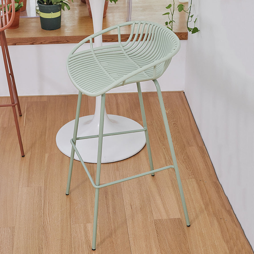 Contemporary Matte Finish Iron Bar Stool Footrest Restaurant Stool