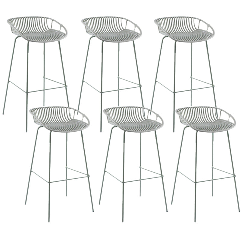 Contemporary Matte Finish Iron Bar Stool Footrest Restaurant Stool