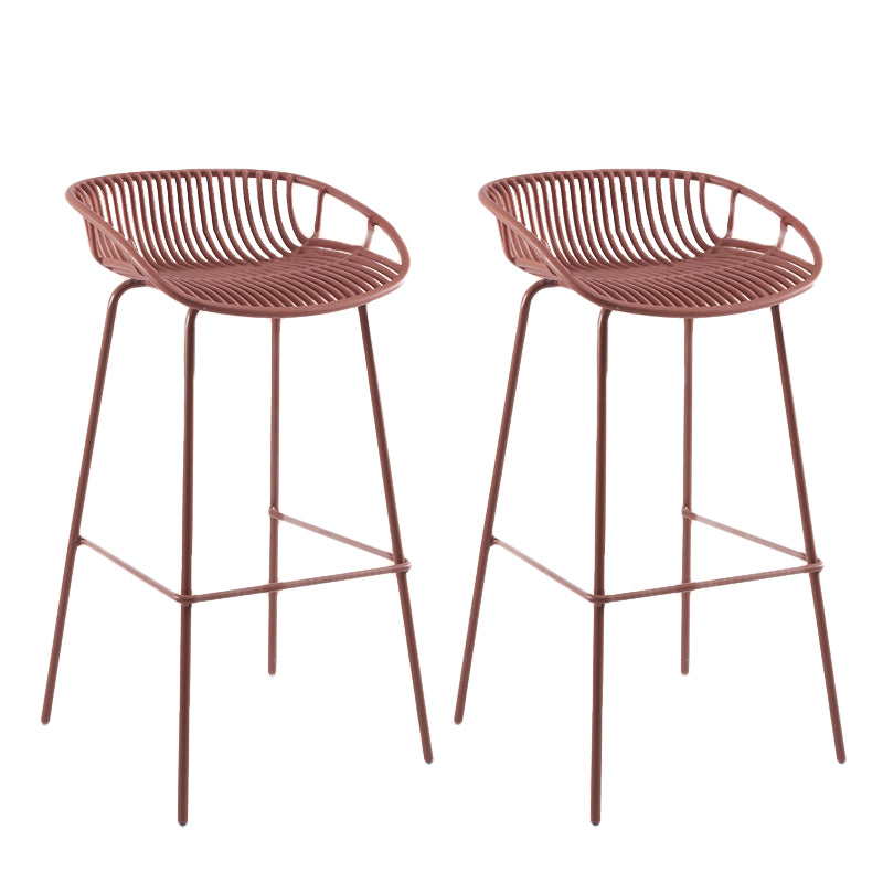 Contemporary Matte Finish Iron Bar Stool Footrest Restaurant Stool
