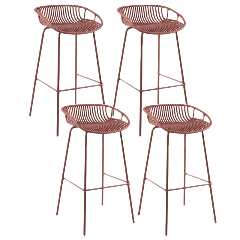 Contemporary Matte Finish Iron Bar Stool Footrest Restaurant Stool