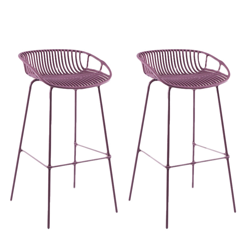Contemporary Matte Finish Iron Bar Stool Footrest Restaurant Stool