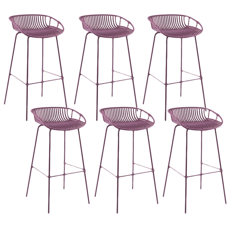 Contemporary Matte Finish Iron Bar Stool Footrest Restaurant Stool