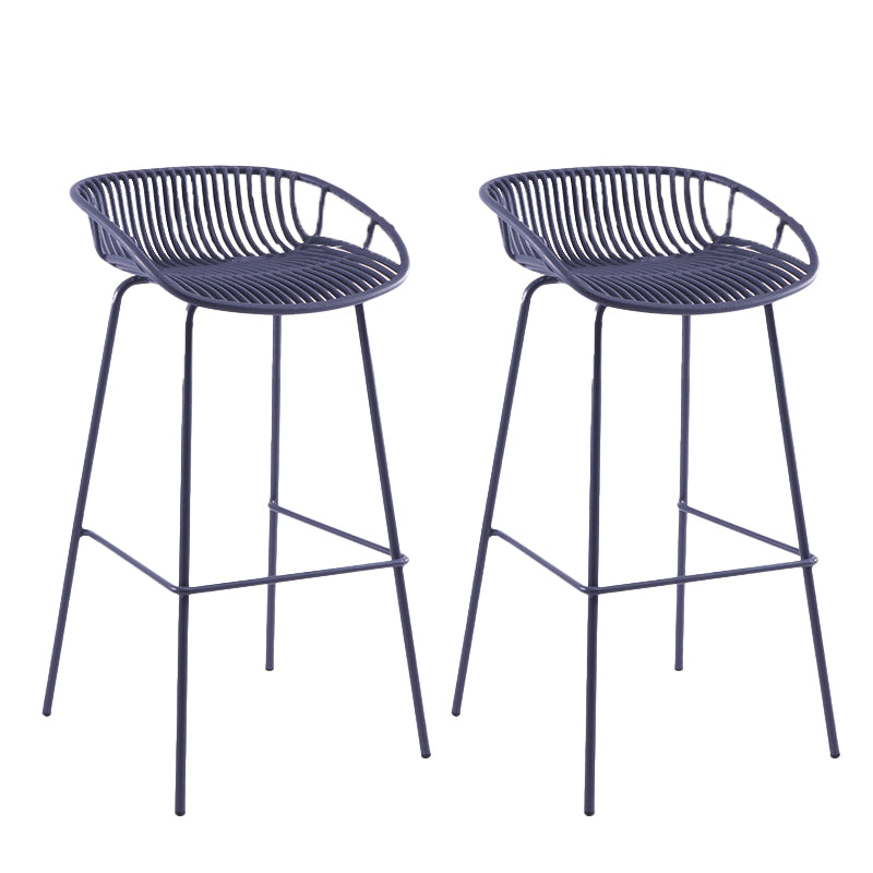 Contemporary Matte Finish Iron Bar Stool Footrest Restaurant Stool