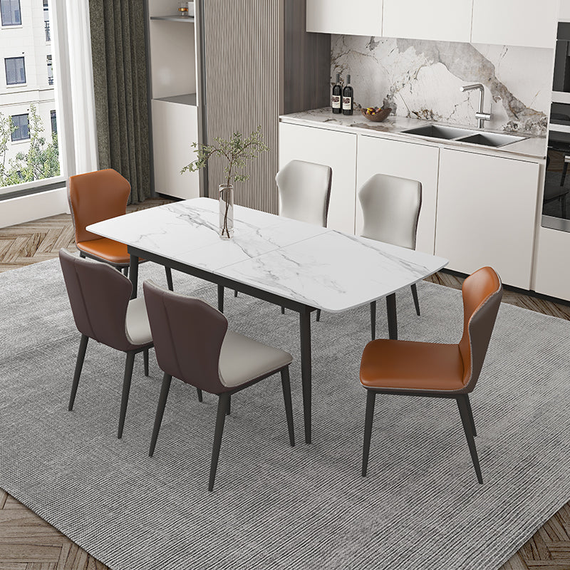 Modern Rectangle Stone Dining Table Set 1/4/5/7 Pieces Dining Set for Home Use