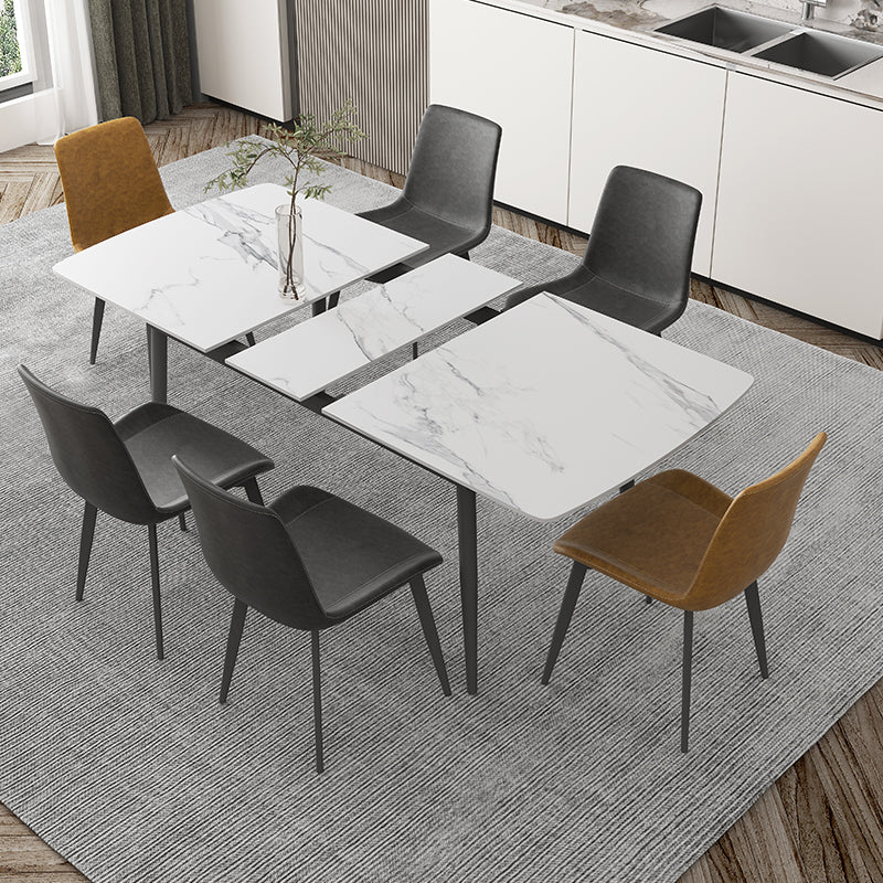 Modern Rectangle Stone Dining Table Set 1/4/5/7 Pieces Dining Set for Home Use