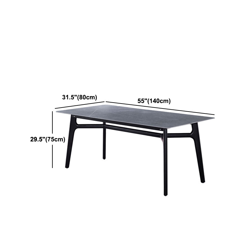 Modern Ash Wood Dinette Set 1/2/5/7 Pieces Rectangle Sintered Stone Top Dining Table Set