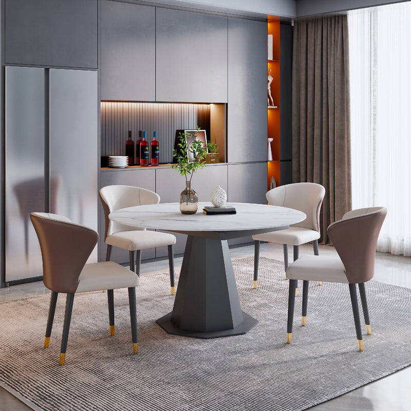 Modern Round Stone Dining Table Set 1/2/5/7 Pieces Dining Set for Home Use