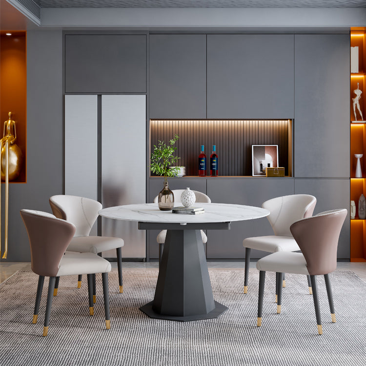 Modern Round Stone Dining Table Set 1/2/5/7 Pieces Dining Set for Home Use