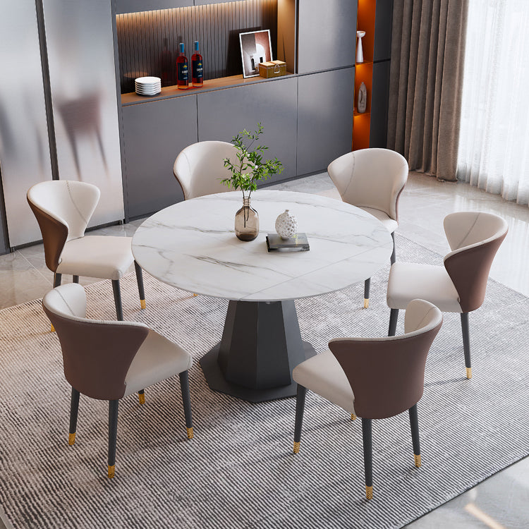 Modern Round Stone Dining Table Set 1/2/5/7 Pieces Dining Set for Home Use