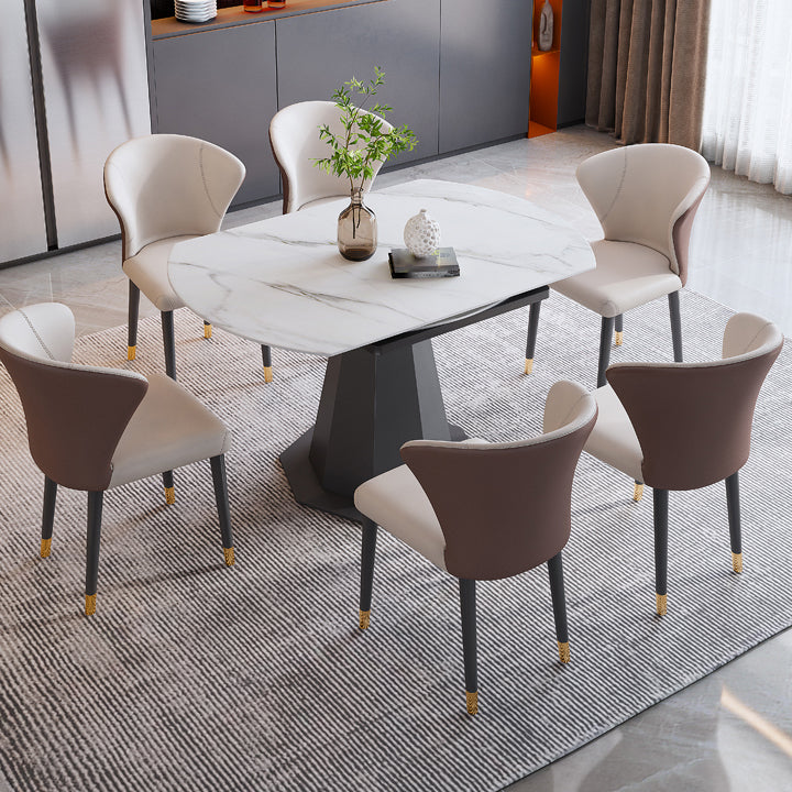 Modern Round Stone Dining Table Set 1/2/5/7 Pieces Dining Set for Home Use