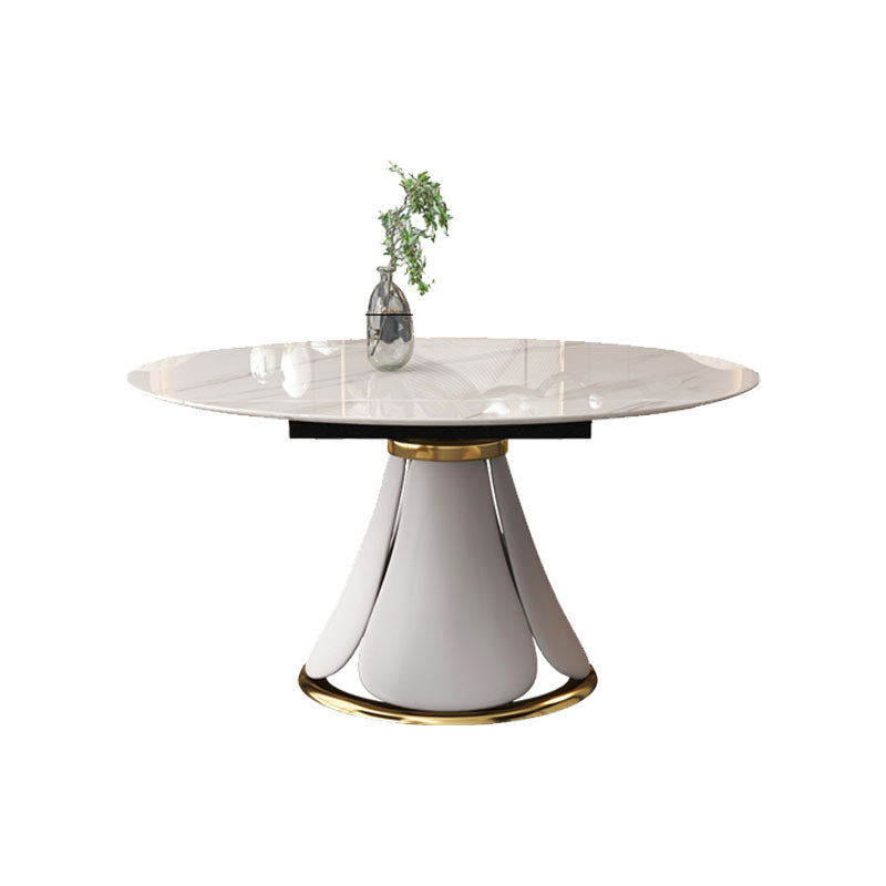 Glam Leather Dinette Set 1/2/5/7 Pieces Scalable Dining Table Set with Sintered Stone Top