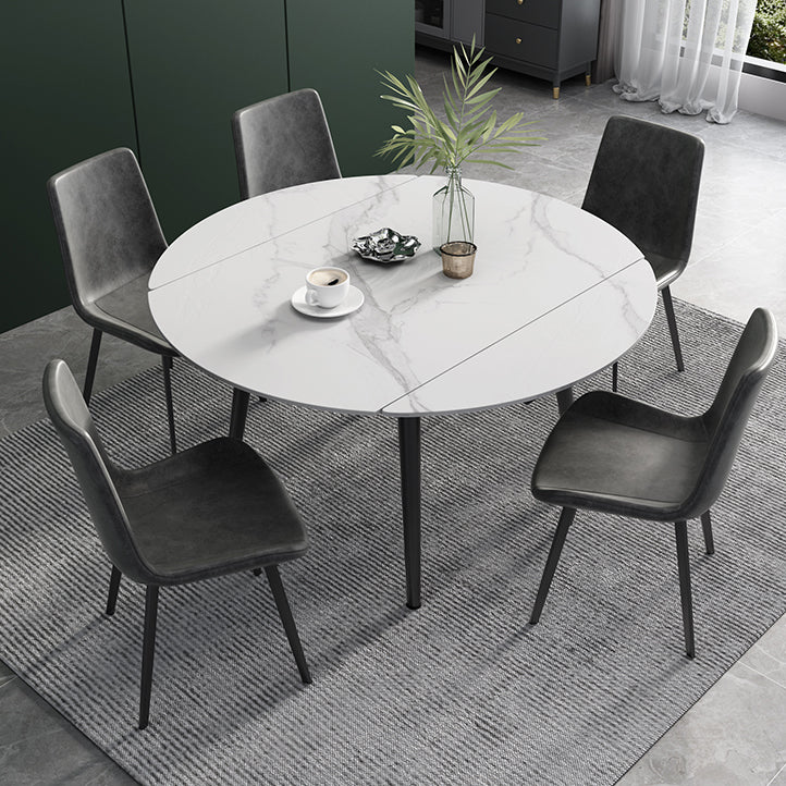 Modern Scalable Dinette Set 1/4/5/6 Pieces Round Sintered Stone Top Dining Table Set