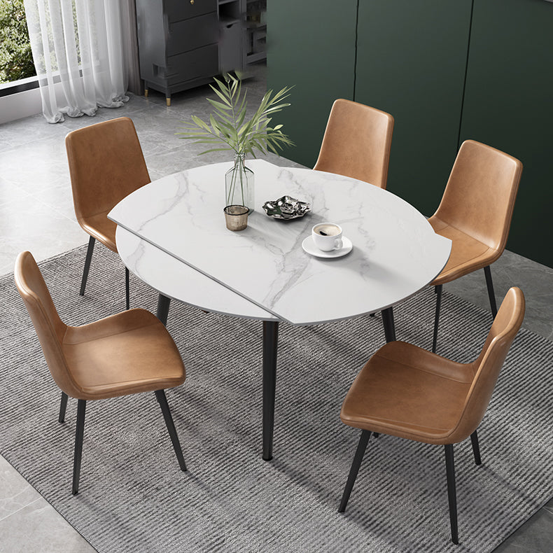 Modern Scalable Dinette Set 1/4/5/6 Pieces Round Sintered Stone Top Dining Table Set