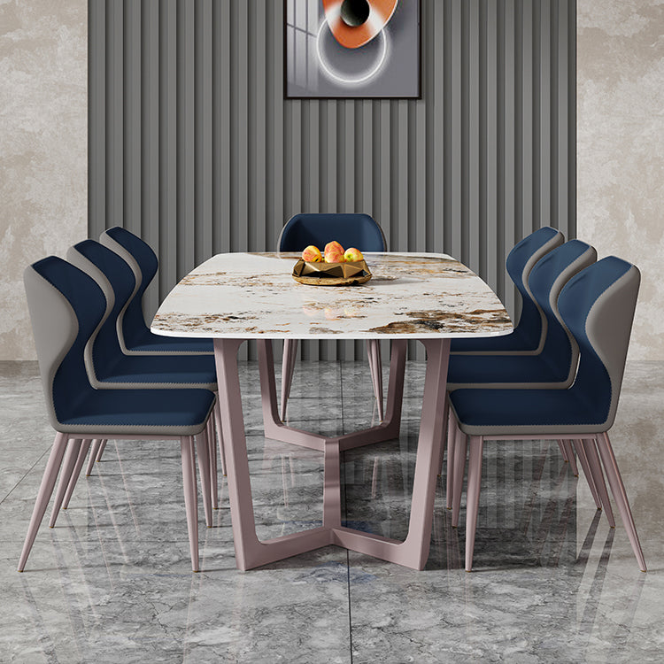 Nordic Glam Rectangle Sintered Stone Dining Table Set 1/4/6/7/8 Pieces Dining Set