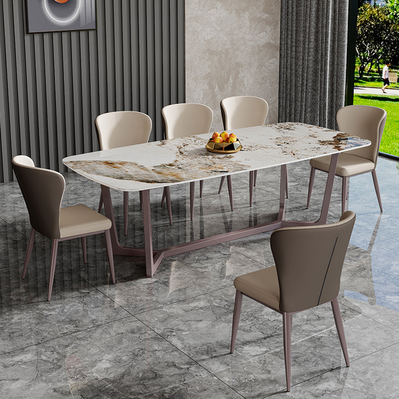 Nordic Glam Rectangle Sintered Stone Dining Table Set 1/4/6/7/8 Pieces Dining Set
