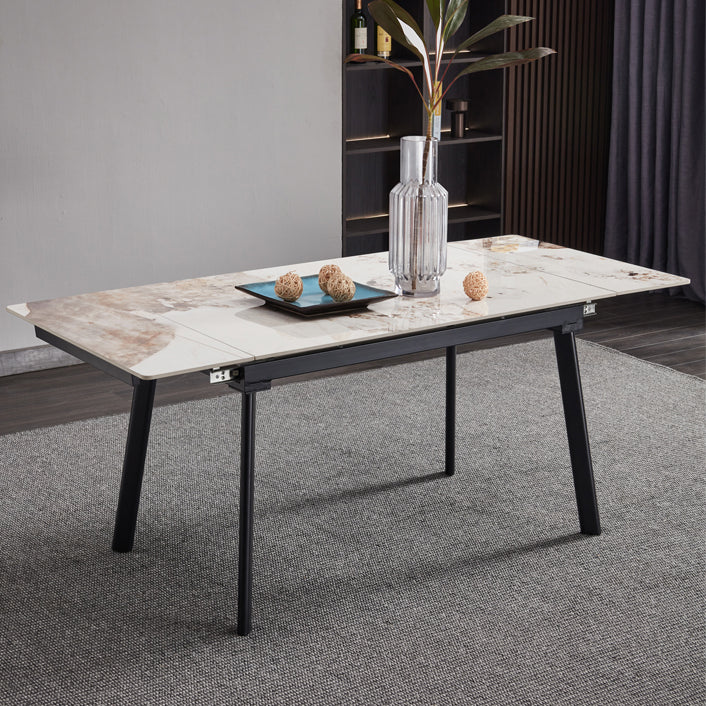 4-foot Stone Dining Site Table Modern Style Drop-Leaf Dining Table for Dining Room
