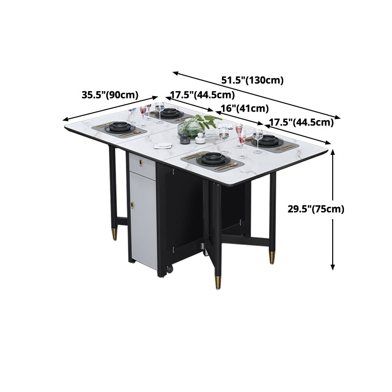 Solid Wood Contemporary Rectangular Table Glass Top Table with Drop Leaf