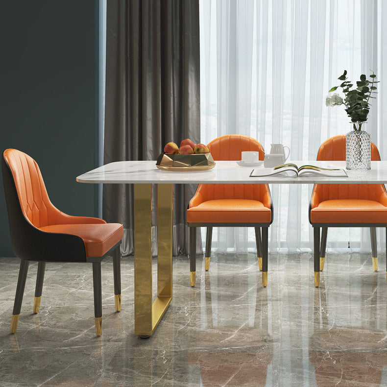 Marble Top Dining Table Modern Rectangle Dining Table with Sled Base