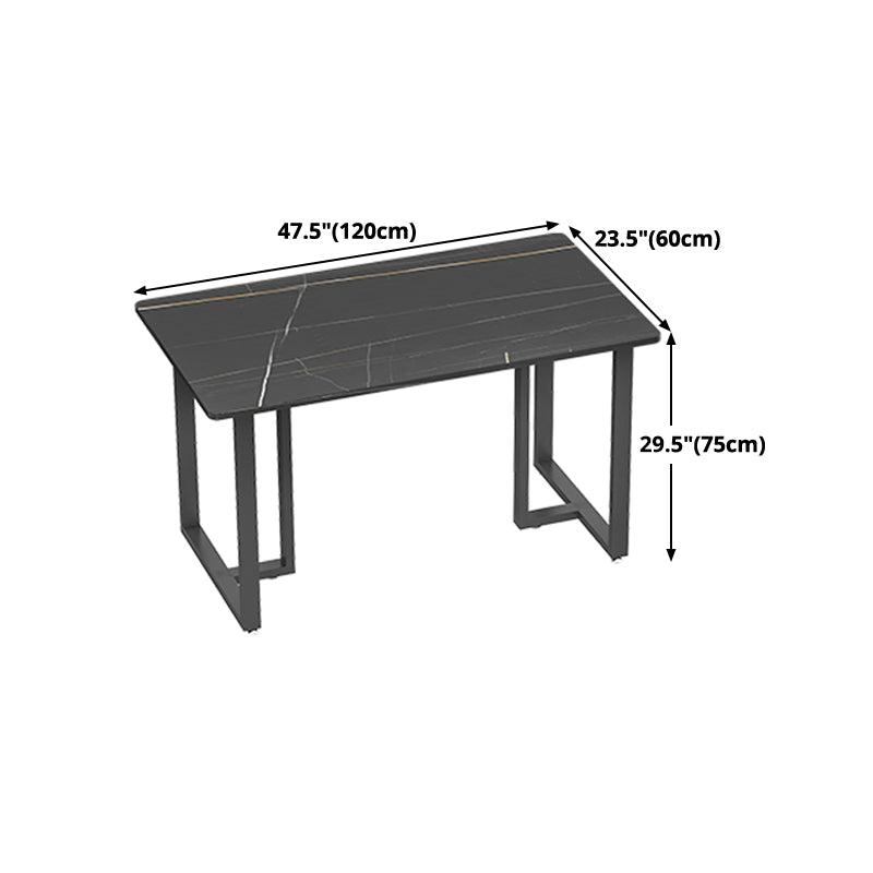 Industrial Style Black Dining Table Sintered Stone Dining Table with Black Frame