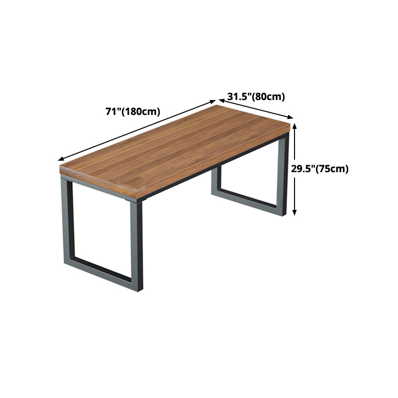 Industrial Style Dining Table Rectangle Solid Wood Table with Black Frame