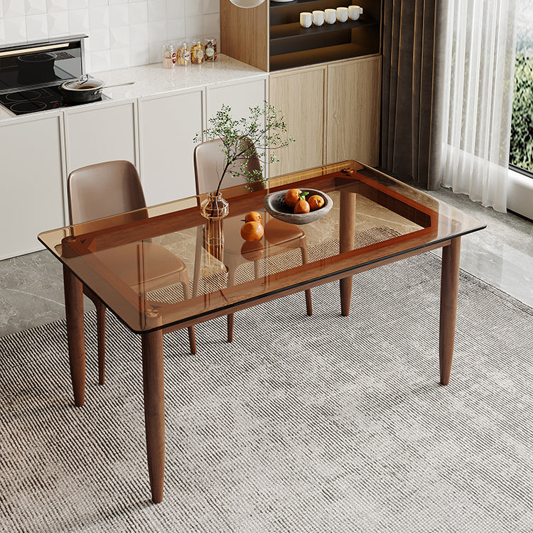Modern Glass Dining Table Solid Wood Dining Table for Dining Room
