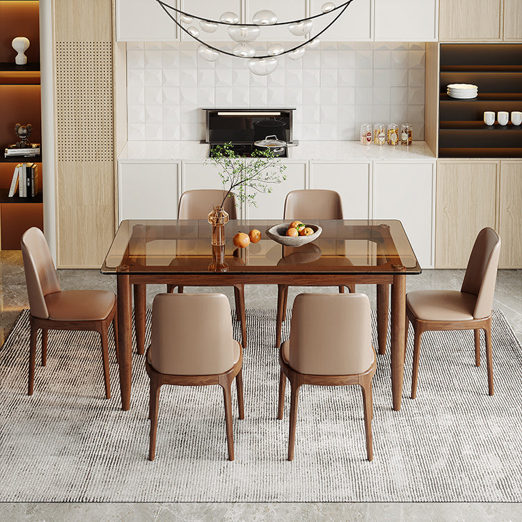 Modern Glass Dining Table Solid Wood Dining Table for Dining Room