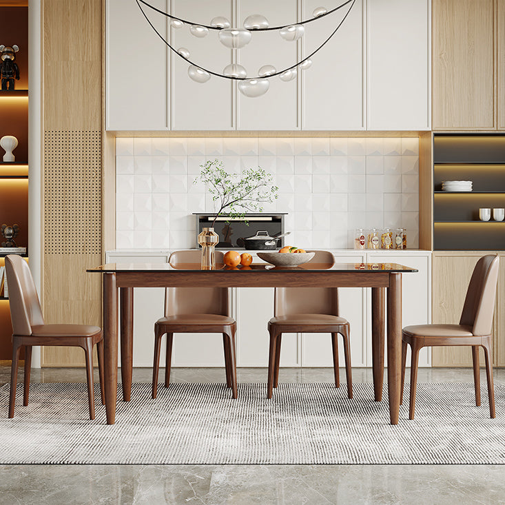 Modern Glass Dining Table Solid Wood Dining Table for Dining Room